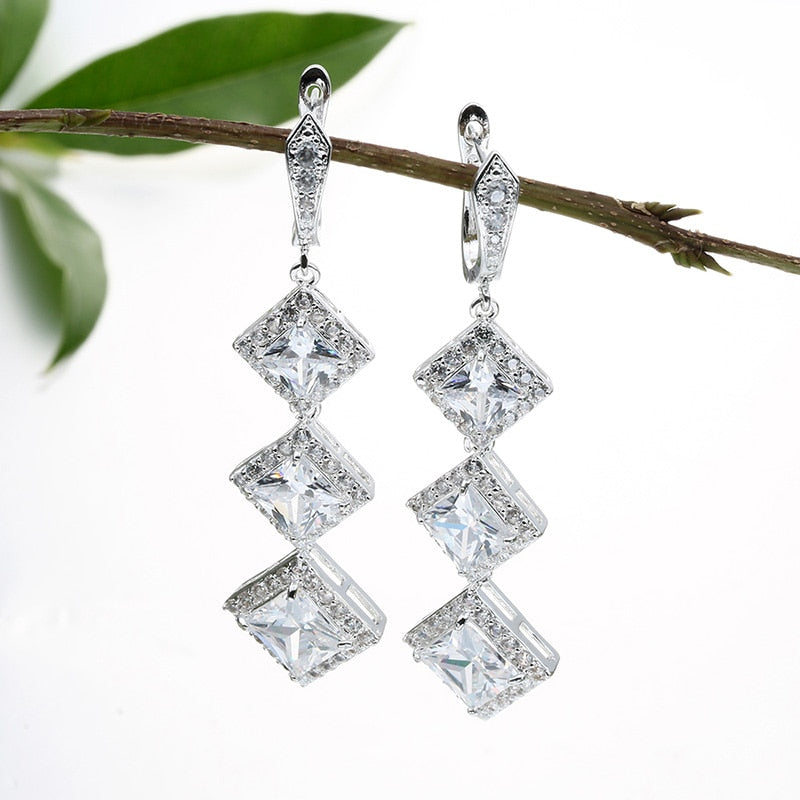 Fashion Lady Long Dangle Wedding Earrings -The Jewellery House