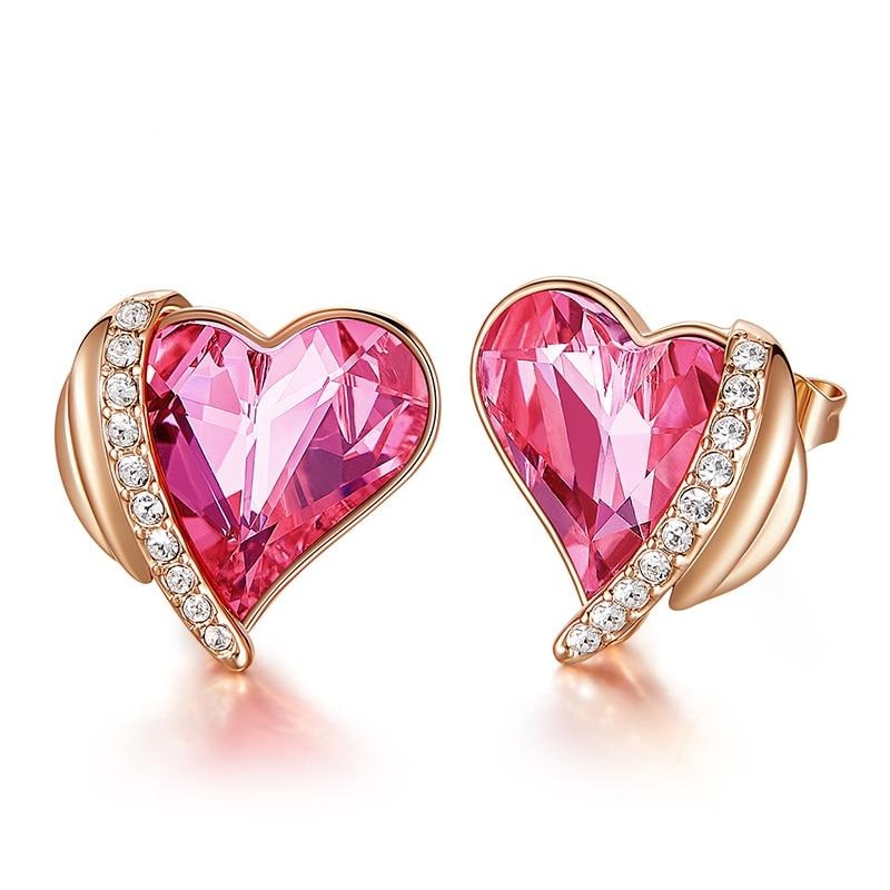 Swarovski Crystal Heart Angel Wings Stud Earrings - THE JEWELLERYY HOUSE