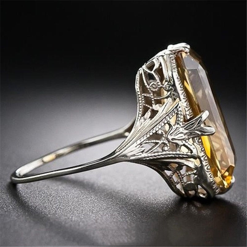 Silver  hollowed-out Carved Engagement Rings - The Jewellery House