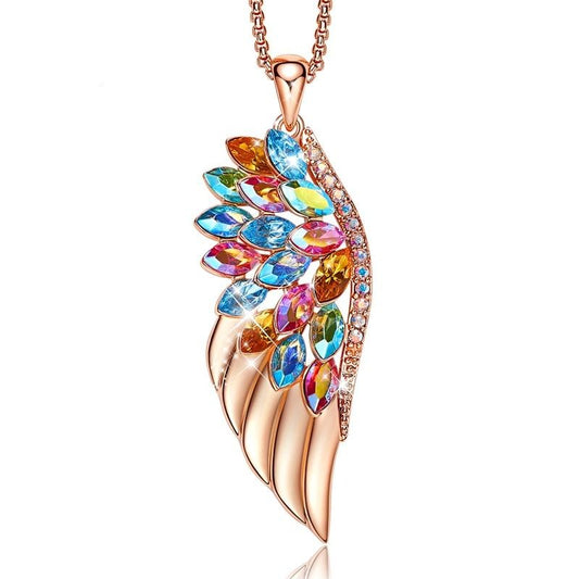 Phoenix Feather Swarovski Crystals Necklace - the jewellery house