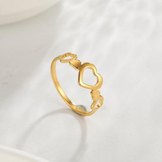 Heart Plated Stainless Steel Love Ring - The Jewellery House