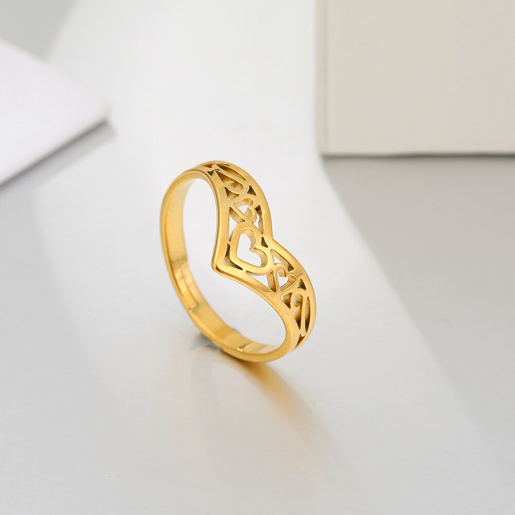 Heart  Plated Stainless Steel Love Ring - The Jewellery House