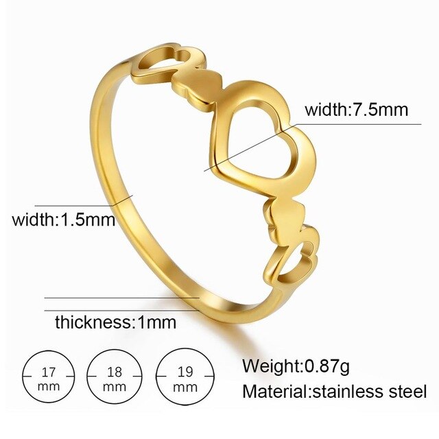 Heart  Plated Stainless Steel Love Ring