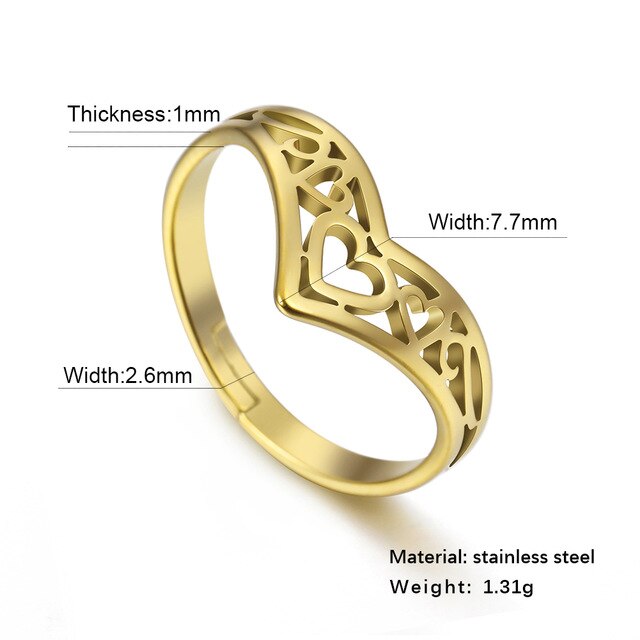 Heart  Plated Stainless Steel Love Ring - The Jewellery House