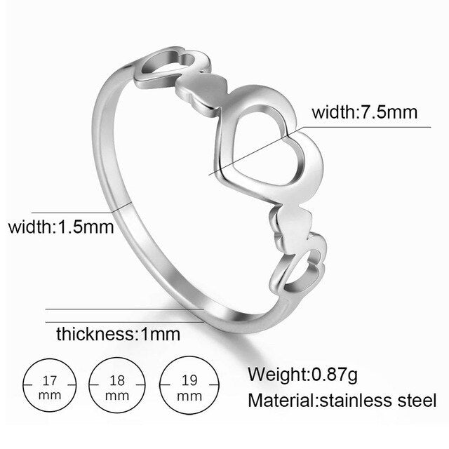 Heart  Plated Stainless Steel Love Ring - The Jewellery House