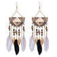 Long Bohemian Style Hanging Drop Leaf Colorful Feather Earrings - the jewellery house