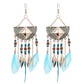 Long Bohemian Style Hanging Drop Leaf Colorful Feather Earrings - the jewellery house