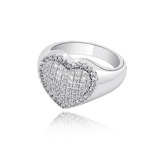 The Heart Of Silver Cubic Zirconia Ring - the jewellery house