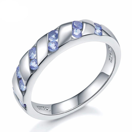 The Elegant 0.52 Carat Natural Tanzanite Purple Sterling Silver Ring - the jewellery house