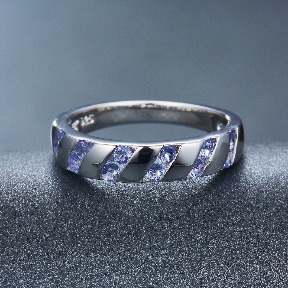 The Elegant 0.52 Carat Natural Tanzanite Purple Sterling Silver Ring - the jewellery house