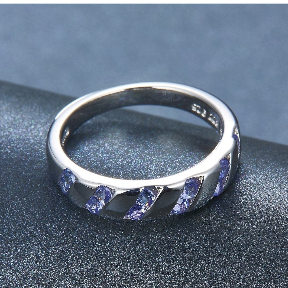 The Elegant 0.52 Carat Natural Tanzanite Purple Sterling Silver Ring - the jewellery house