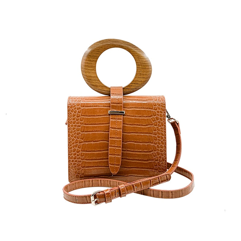 Luxury Wood Handle Flap Women Handbag - The Jewellery House