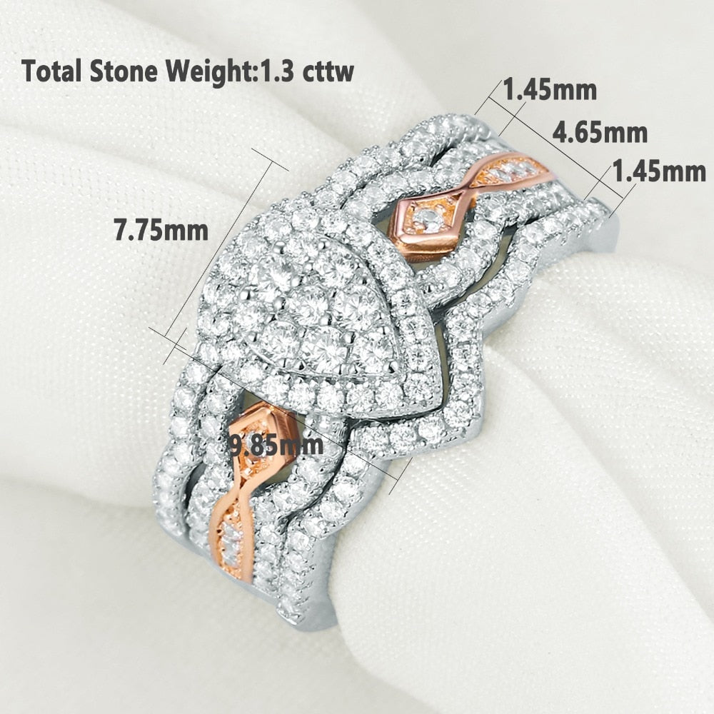 3 Pcs Special Silver Wedding Ring - the jewellery house