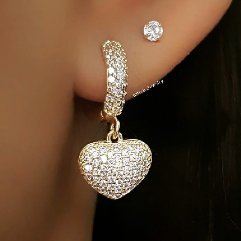 Vintage Heart Cubic Zirconia Earrings - the jewellery house