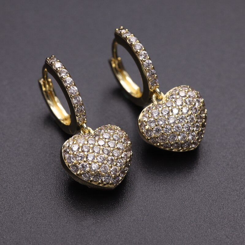 Vintage Heart Cubic Zirconia Earrings - the jewellery house