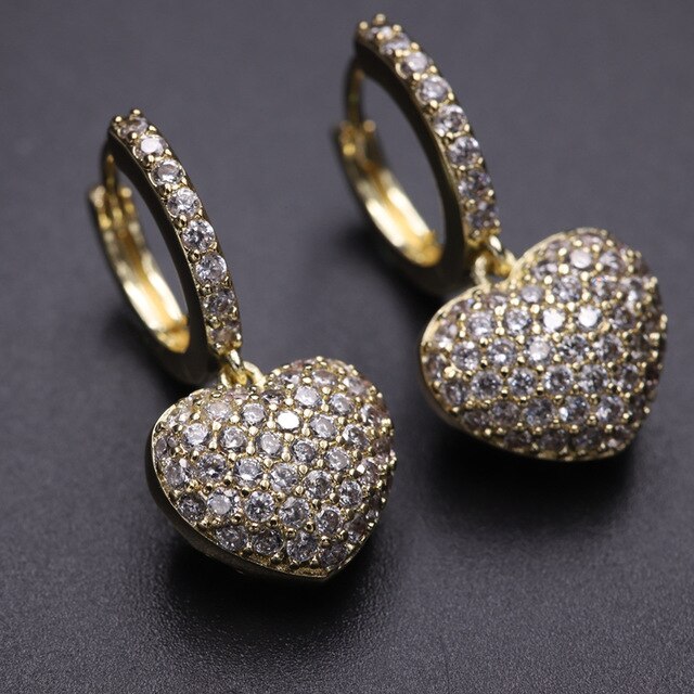 Vintage Heart Cubic Zirconia Earrings - the jewellery house