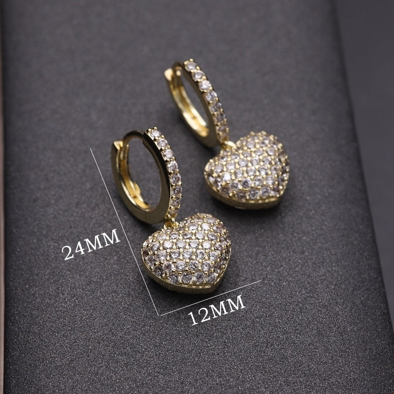 Vintage Heart Cubic Zirconia Earrings - the jewellery house