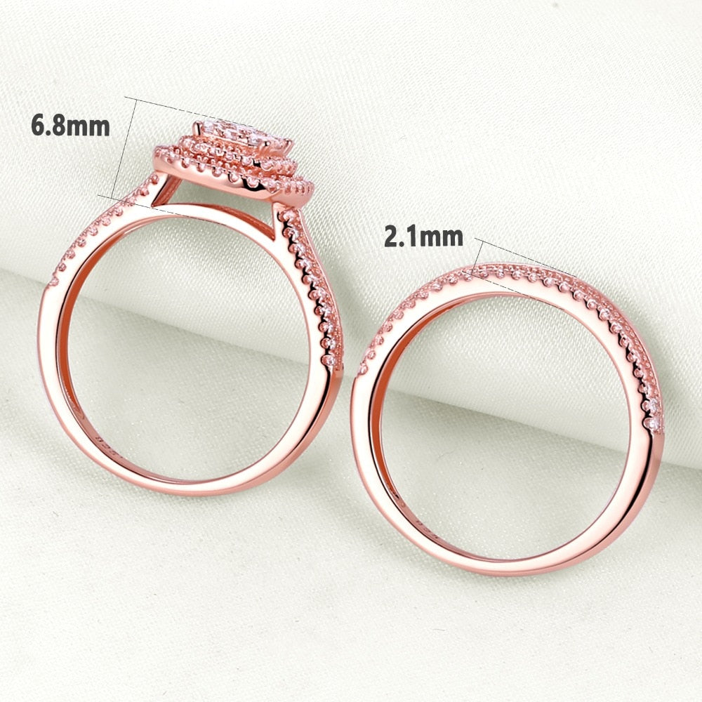 Zircon Rose Wedding Ring set - the jewellery house