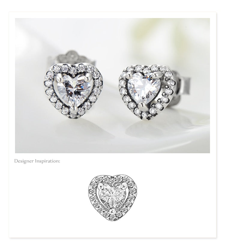 Silver Framed Heart Stud Earrings - the jewellery house