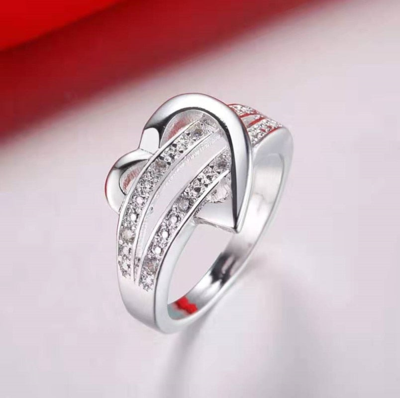 Romantic Heart Belt Silver Ring - the jewellery house