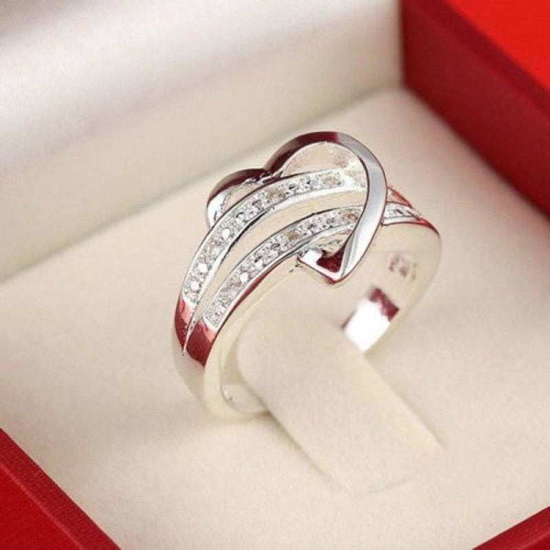 Romantic Heart Belt Silver Ring - the jewellery house