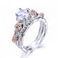 2Pcs Crystal Purple Stainless Steel Silver Ring - the jewellery house