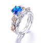 2Pcs Crystal Purple Stainless Steel Silver Ring - the jewellery house