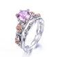 2Pcs Crystal Purple Stainless Steel Silver Ring - the jewellery house