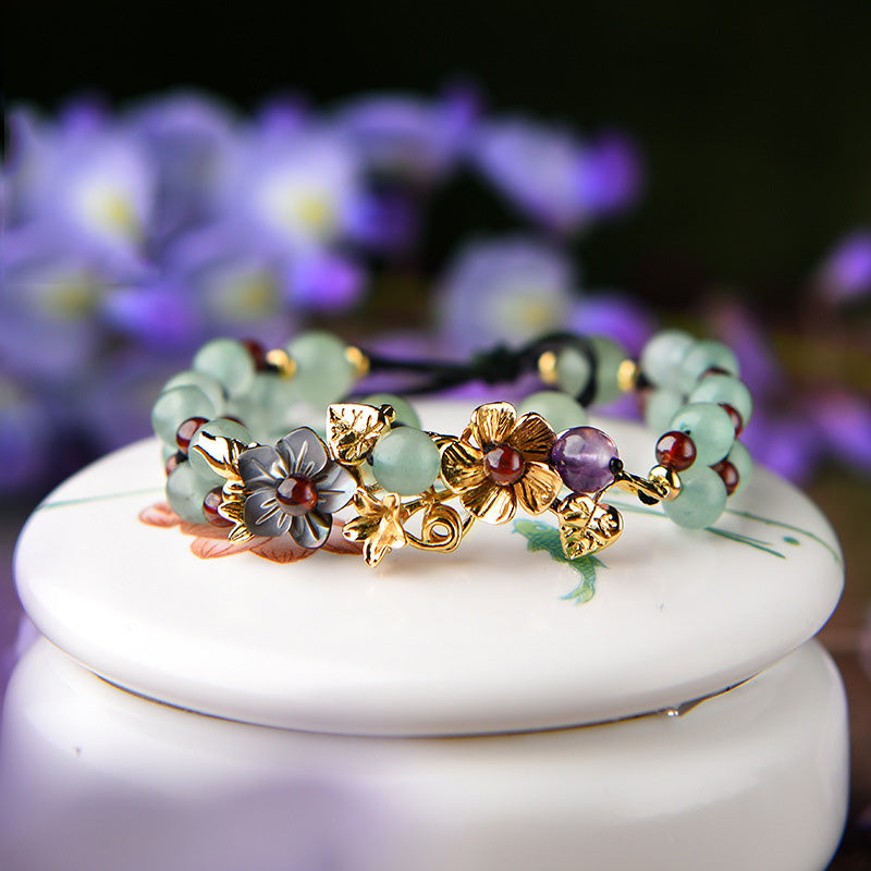 Natural Jade Beads Flowers Bracelet - the jewellery house