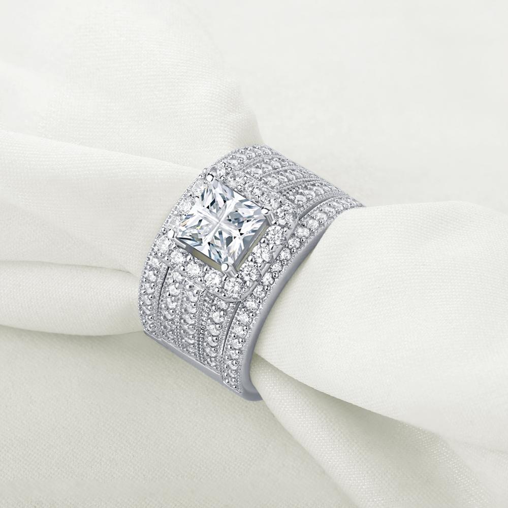 Zircon Princess Wedding Ring Set - the jewellery house