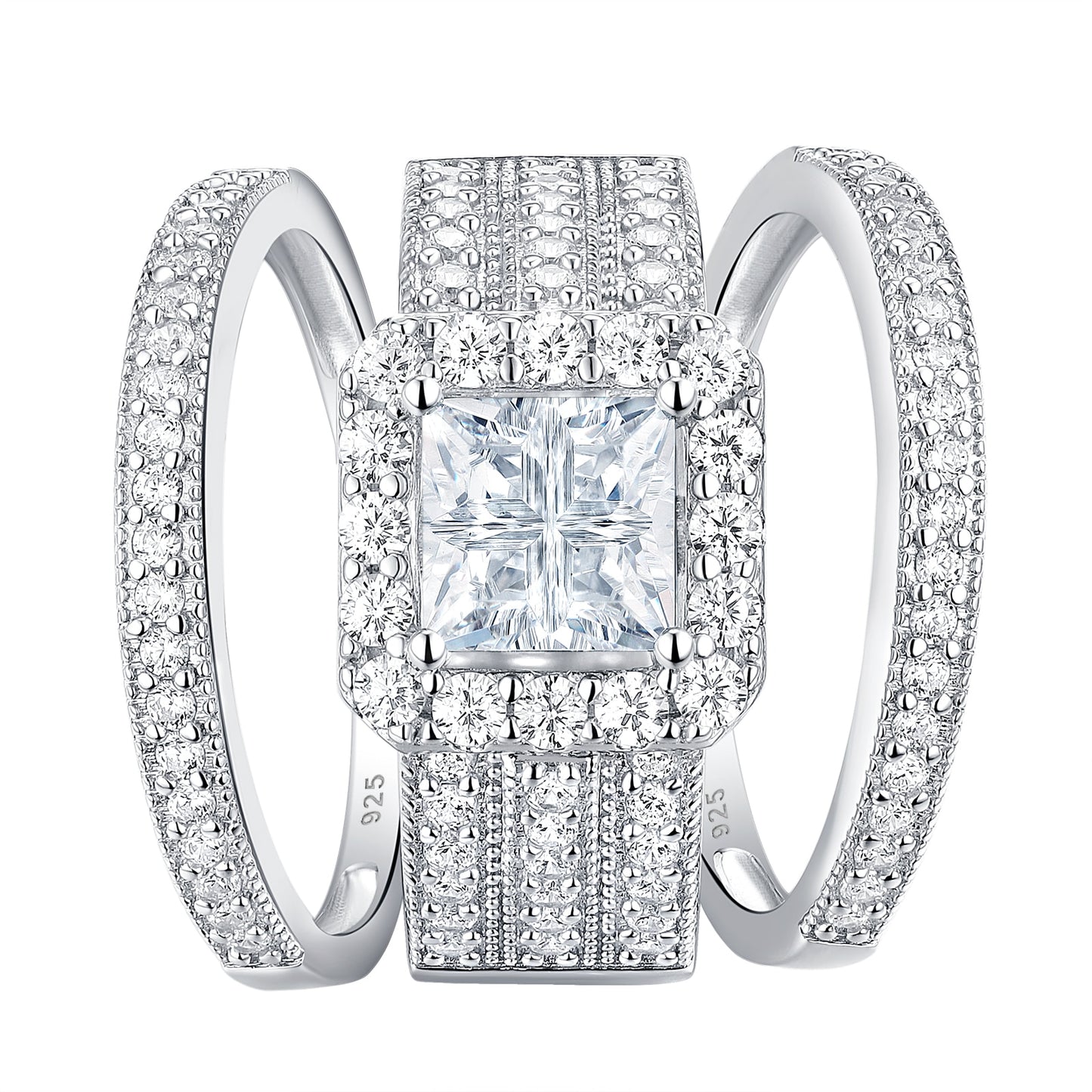 Zircon Princess Wedding Ring Set - the jewellery house