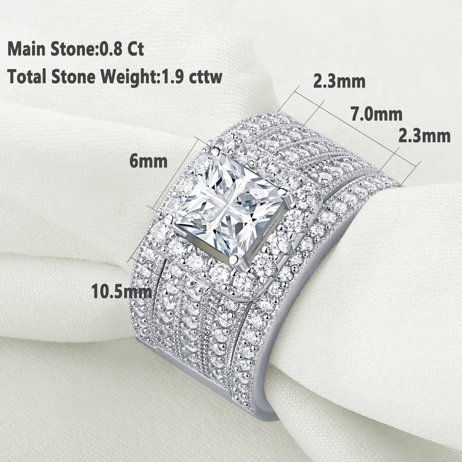 Zircon Princess Wedding Ring Set - the jewellery house