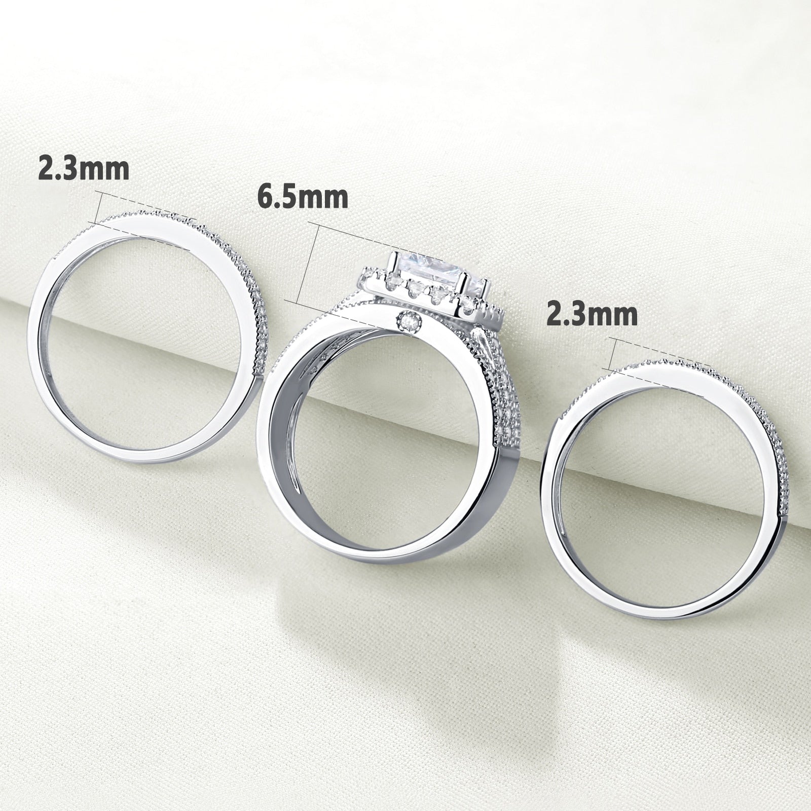 Zircon Princess Wedding Ring Set - the jewellery house