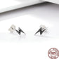 Black Stud Lightning Earrings Silver - The Jewellery House