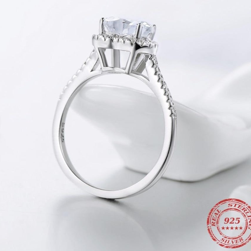 CZ Silver Heart shaped wedding Ring - The Jewellery House