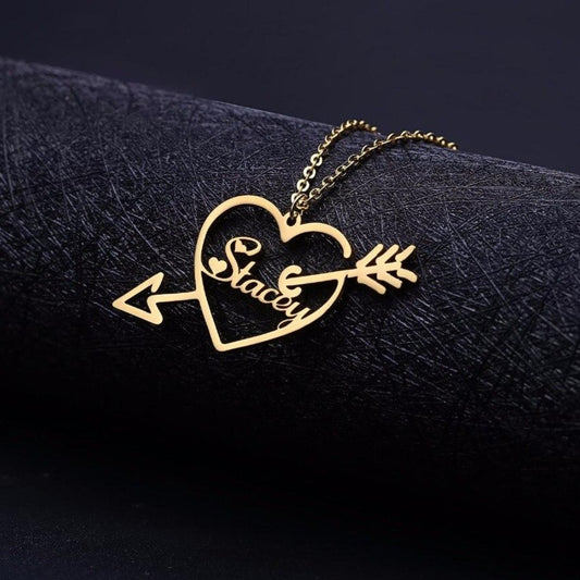 Customized Name With  Arrow Love heart Necklace With Name & Pendants - The Jewellery House