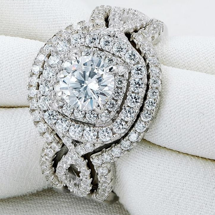 Luxury 2.1 Ct CZ Wedding Sterling Silver Rings Jewelry  - The Jewellery House