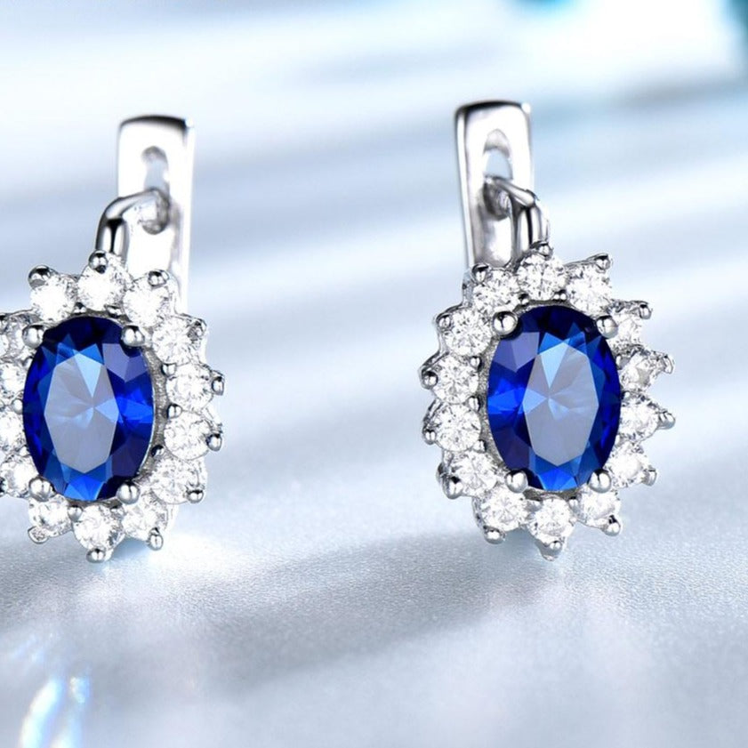 Silver Sapphire Clip Earrings Blue - the jewellery house