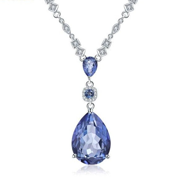 Natural Iolite Blue Quartz Crystal Necklace - the jewellery house