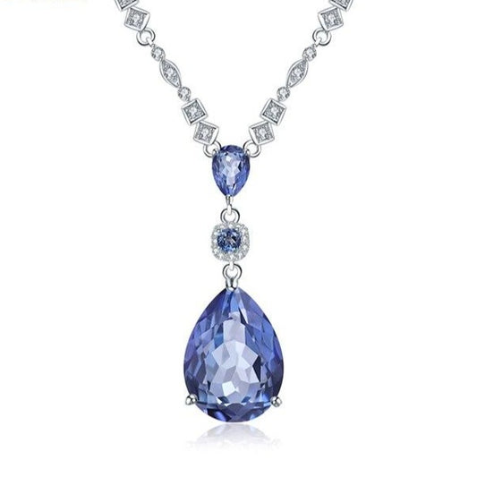 Natural Iolite Blue Quartz Crystal Necklace - the jewellery house