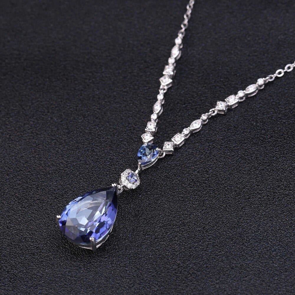 Natural Iolite Blue Quartz Crystal Necklace - the jewellery house