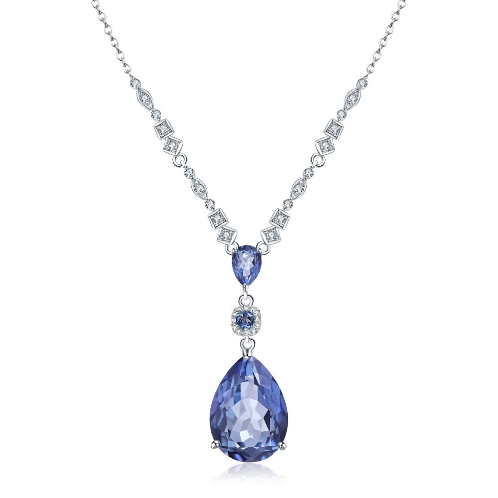 Natural Iolite Blue Quartz Crystal Necklace - the jewellery house