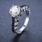 Silver Elegant Black Spinel Engagement Rings - The Jewellery House