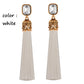Red Black Square Cubic Zirconia Long Silk Tassel Earring - the jewellery house