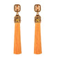 Red Black Square Cubic Zirconia Long Silk Tassel Earring - the jewellery house