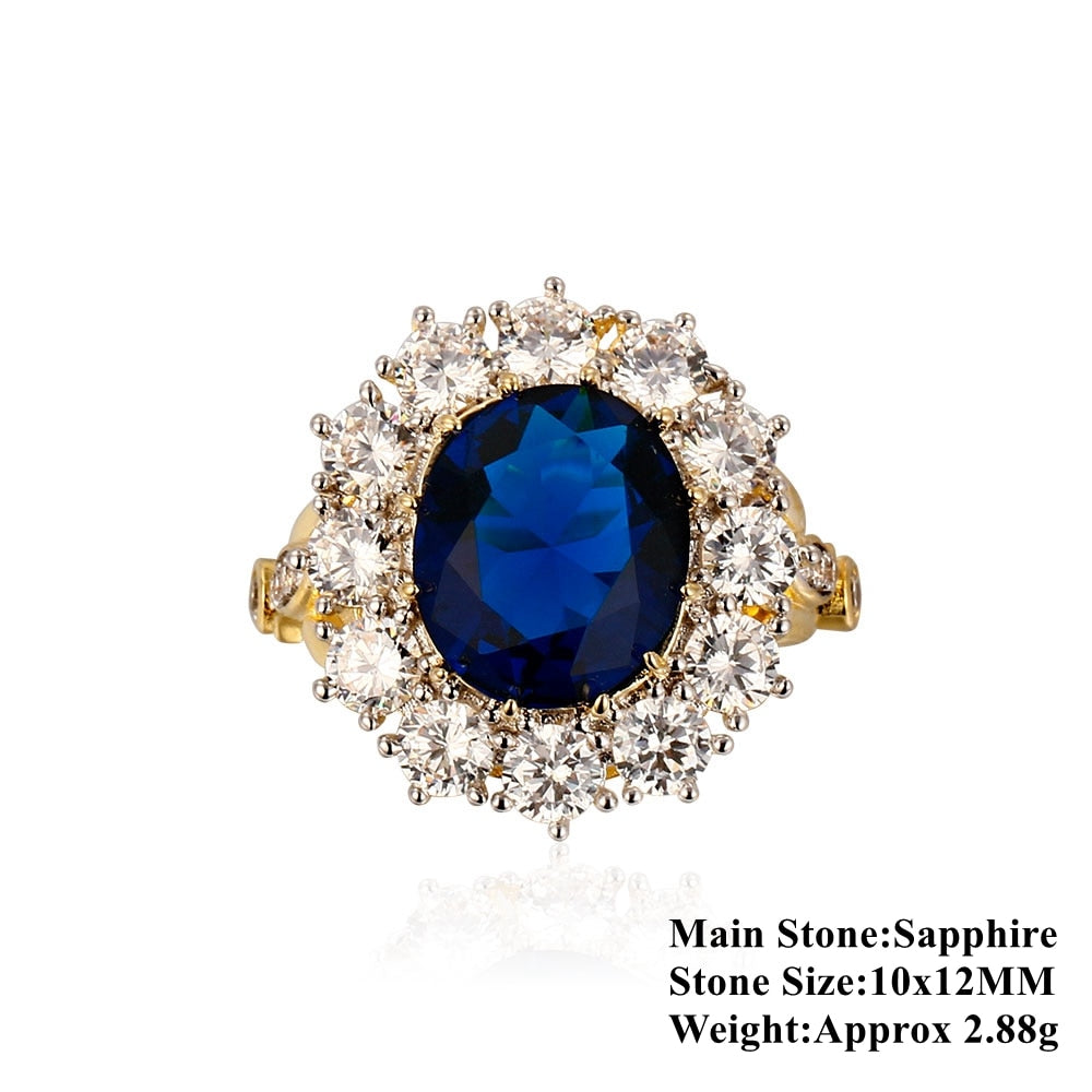 Romantic Luxury Golden Color With Big Oval Sapphire Ring With Diamonds - The Jewellery House