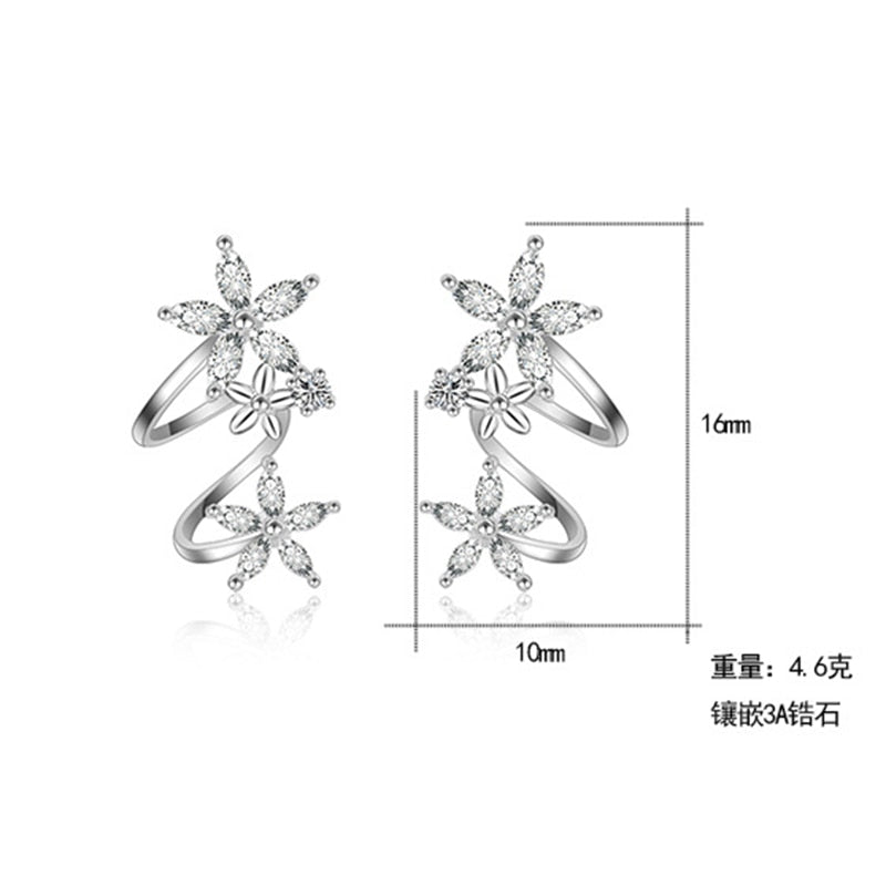 Silver Simple Earring Studs CZ Zircon Butterfly Star Flower - The Jewellery House