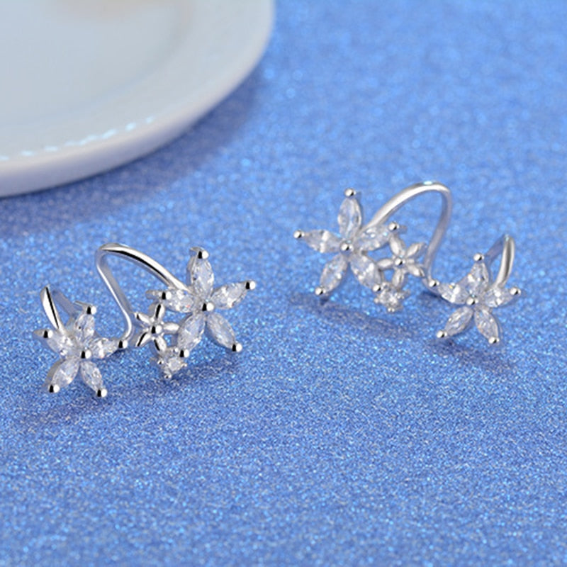 Silver Simple Earring Studs CZ Zircon Butterfly Star Flower - The Jewellery House